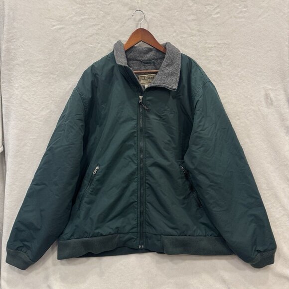 Vintage LL BEAN FULL ZIP FLEECED LINED SOFT SHELL GREEN JACKET MEN Size XXL - Picture 1 of 9